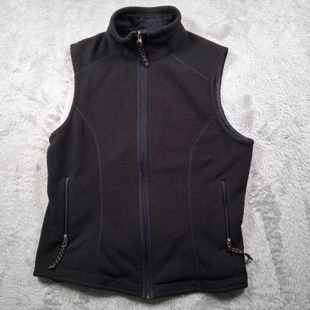 VINTAGE Patagonia Vest Womens Medium Black Synchilla Fleece Full Zip Pockets USA